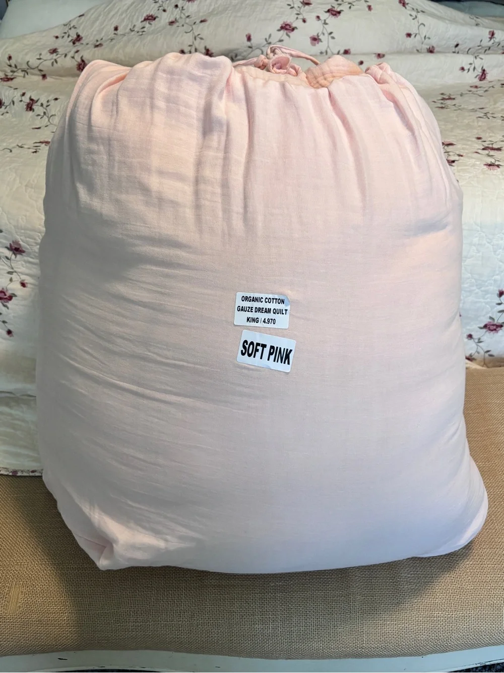 Organic Cotton Gauze Dream Quilt, King/Cal King, Soft Pink